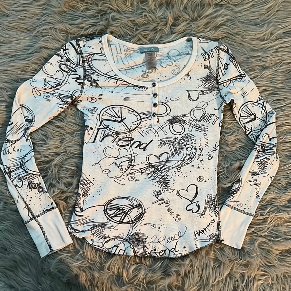 y2k scoop neck long sleeve shirt